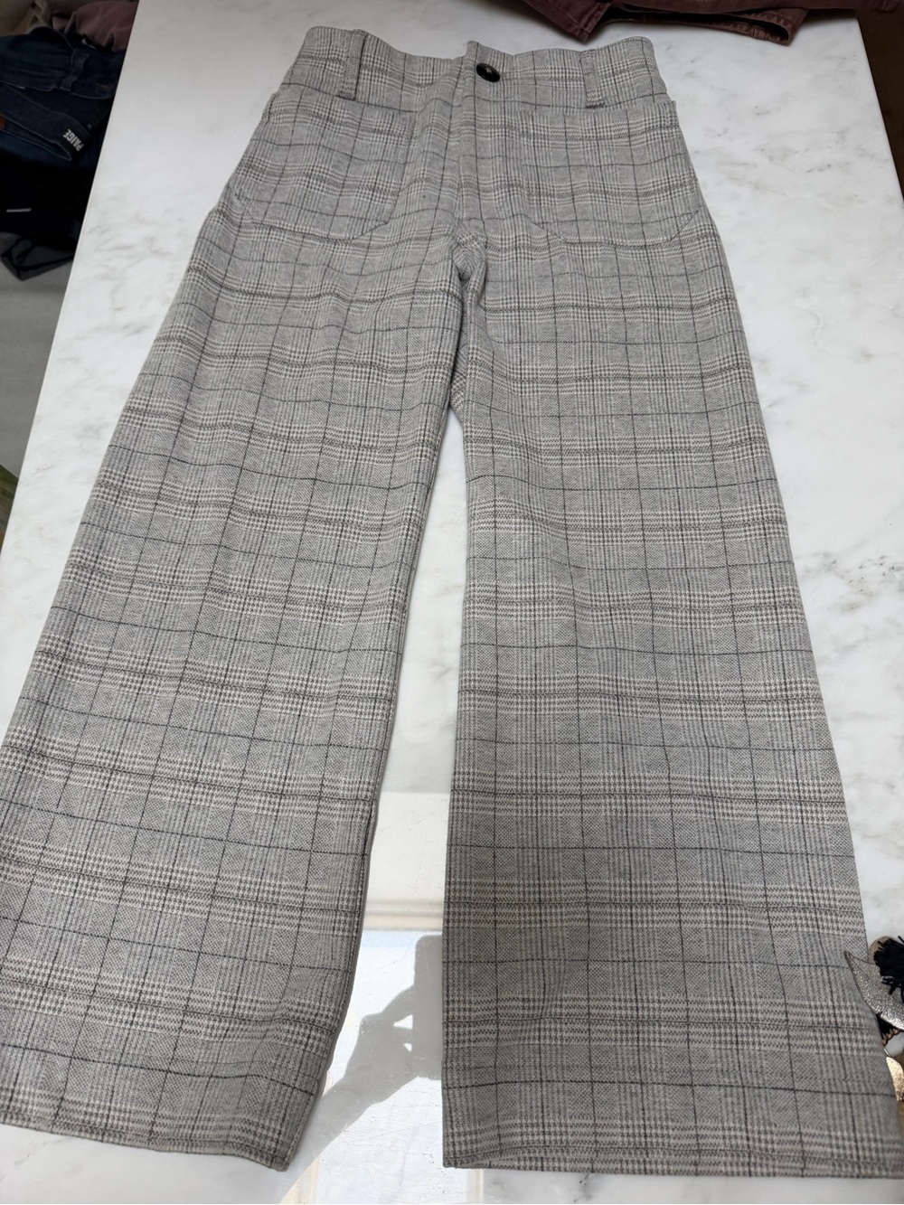 Anthropologie Colette Gray Plaid Wide-Leg Dress Pants